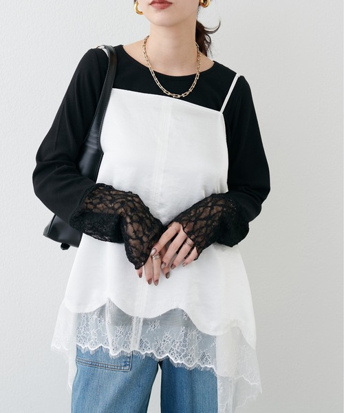 LARUTA（ラルータ）の「【LARUTA】レースドッキングロンT（Tシャツ/カットソー・レディース・ブラック/オフホワイト・FREE）」の22枚目の写真