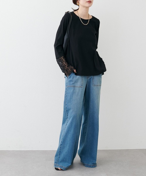 LARUTA（ラルータ）の「【LARUTA】レースドッキングロンT（Tシャツ/カットソー・レディース・ブラック/オフホワイト・FREE）」の20枚目の写真