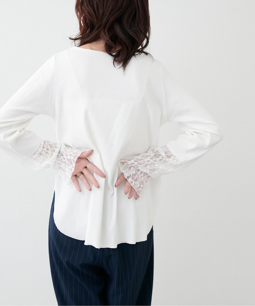 LARUTA（ラルータ）の「【LARUTA】レースドッキングロンT（Tシャツ/カットソー・レディース・ブラック/オフホワイト・FREE）」の10枚目の写真