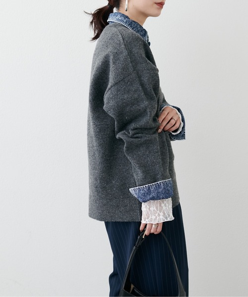 LARUTA（ラルータ）の「【LARUTA】レースドッキングロンT（Tシャツ/カットソー・レディース・ブラック/オフホワイト・FREE）」の6枚目の写真