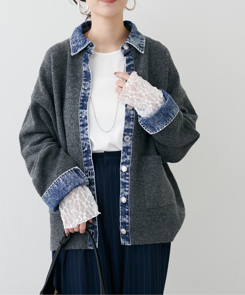 LARUTA（ラルータ）の「【LARUTA】レースドッキングロンT（Tシャツ/カットソー・レディース・ブラック/オフホワイト・FREE）」の3枚目の写真