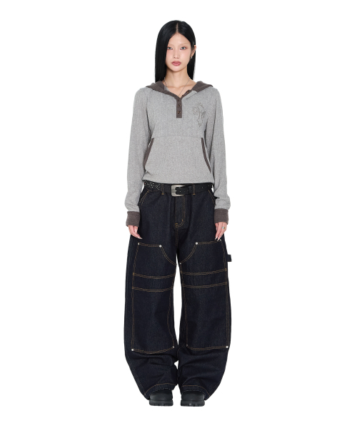 AAKAM(アーカム)の「CROS2 Contrast Button Hoodie (Gray)(パーカー・レディース・その他・1/2)」の3枚目の写真