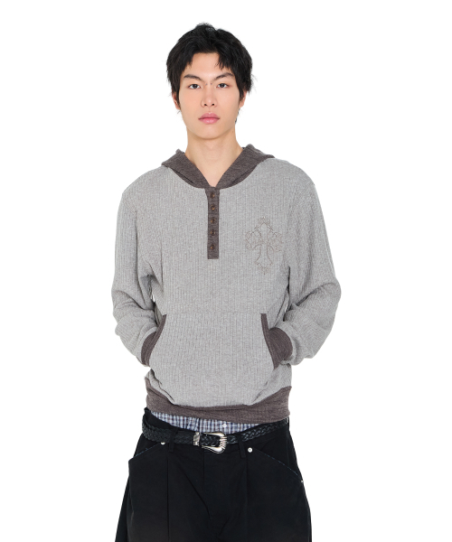 AAKAM(アーカム)の「CROS2 Contrast Button Hoodie (Gray)(パーカー・レディース・その他・1/2)」の13枚目の写真