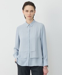 ストレッチジョーゼット ラッフルディテール ブラウス（シャツ
