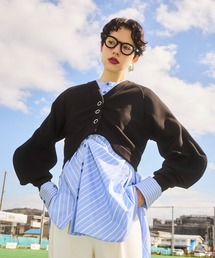ASYMME TUCK HALF SLEEVE TOP（ニット/セーター）｜OMMO（オーエム