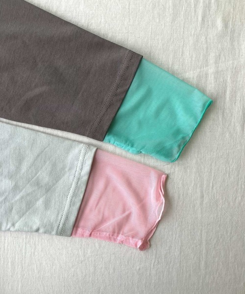 Q(キュー)の「袖口シアーロンT(Tシャツ/カットソー・レディース・ライトグレー/チャコールグレー・MEDIUM)」の12枚目の写真