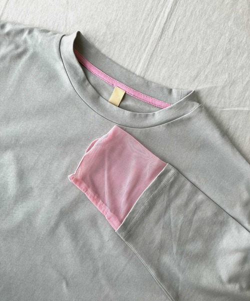 Q(キュー)の「袖口シアーロンT(Tシャツ/カットソー・レディース・ライトグレー/チャコールグレー・MEDIUM)」の9枚目の写真