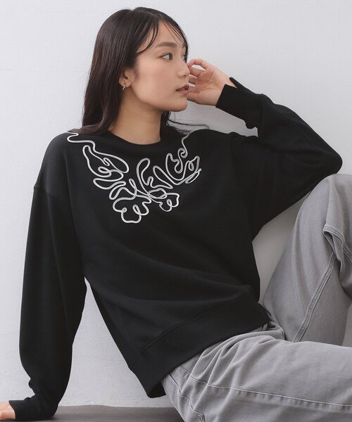 OPAQUE.CLIP（オペークドットクリップ）の「コード刺繍裏毛プルオーバー【洗濯機OK】（スウェット・レディース・グレー/ブラック・38/40）」の16枚目の写真