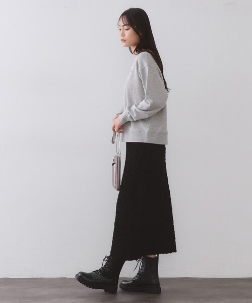 OPAQUE.CLIP（オペークドットクリップ）の「コード刺繍裏毛プルオーバー【洗濯機OK】（スウェット・レディース・グレー/ブラック・38/40）」の8枚目の写真