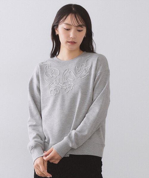 OPAQUE.CLIP（オペークドットクリップ）の「コード刺繍裏毛プルオーバー【洗濯機OK】（スウェット・レディース・グレー/ブラック・38/40）」の10枚目の写真
