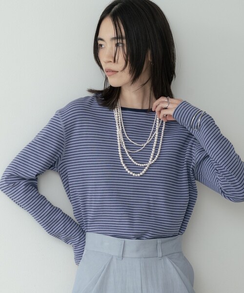 GALLEST（ギャレスト）の「ボーダーカットソー（Tシャツ/カットソー・レディース・ホワイト系3/ブラック系2/パープル系1・38）」の3枚目の写真