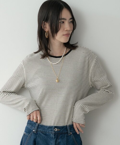 GALLEST（ギャレスト）の「ボーダーカットソー（Tシャツ/カットソー・レディース・ホワイト系3/ブラック系2/パープル系1・38）」の15枚目の写真