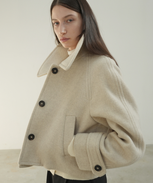 PAUL&ALICE(ポール&アリス)の「RAGLAN SHORT WOOL COAT / OATMEAL(チェスターコート・レディース・オートミール・FREE)」の1枚目の写真