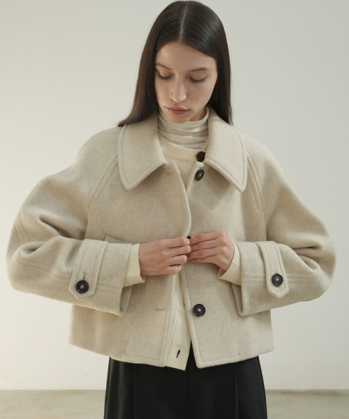 PAUL&ALICE(ポール&アリス)の「RAGLAN SHORT WOOL COAT / OATMEAL(チェスターコート・レディース・オートミール・FREE)」の3枚目の写真