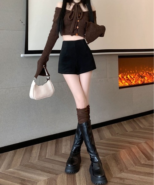 kirakiraShop(キラキラショップ)の「裏起毛 ストレッチ ショートパンツ(その他パンツ・レディース・オフホワイト/ブラック・S/M/L)」の20枚目の写真