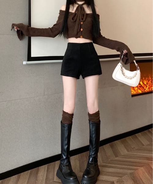 kirakiraShop(キラキラショップ)の「裏起毛 ストレッチ ショートパンツ(その他パンツ・レディース・オフホワイト/ブラック・S/M/L)」の21枚目の写真