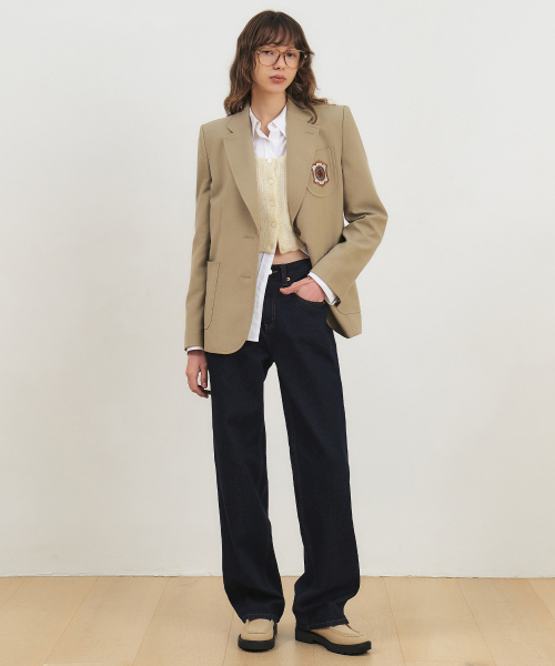 CITYBREEZE(シティブリーズ)の「ウールプレッピーワッペンポイントジャケット_BEIGE(テーラードジャケット・レディース・ベージュ・FREE)」の1枚目の写真