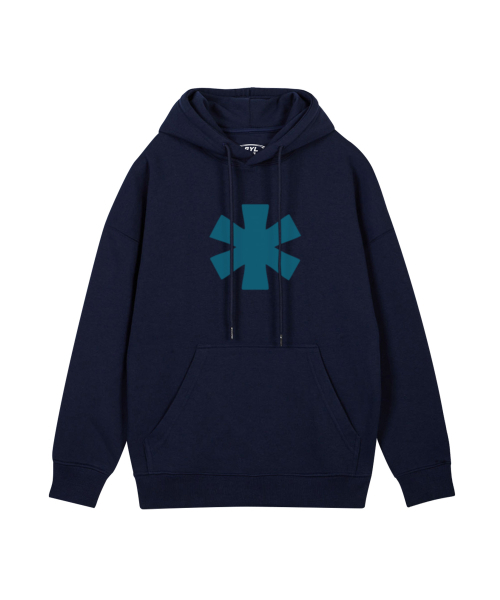 BY.L(バイエル)の「エステリスクスビッグロゴフードネイビーティルブルー(パーカー・メンズ・その他・M/L/XL/XXL)」の1枚目の写真
