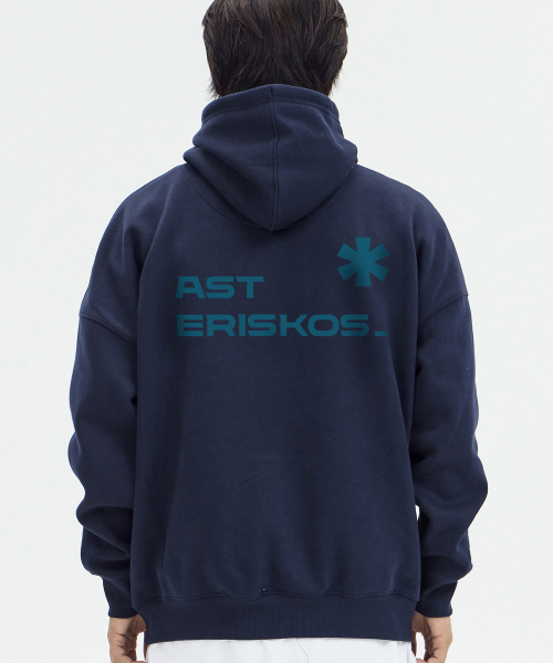 BY.L(バイエル)の「エステリスクスビッグロゴフードネイビーティルブルー(パーカー・メンズ・その他・M/L/XL/XXL)」の4枚目の写真