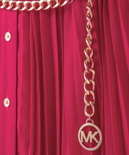MICHAEL KORS（マイケルコース）の「ソリッド プリーツ ロングスリーブ ミディ ドレス（ワンピース・レディース・ピンク系・M/XS/S/XL/L）」の4枚目の写真