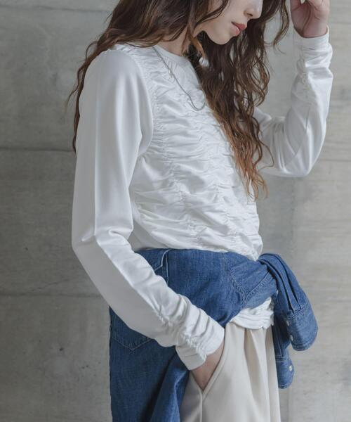 URBAN RESEARCH Sonny Label(アーバンリサーチサニーレーベル)の「シャーリングデザインプルオーバー(Tシャツ/カットソー・レディース・ブラック/オフホワイト・FREE)」の3枚目の写真