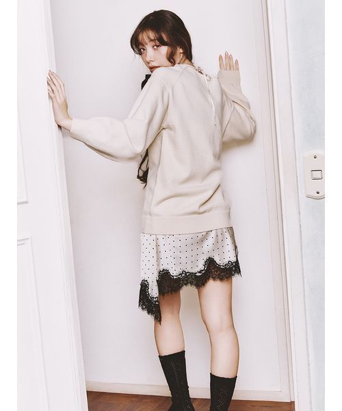 LILY BROWN（リリーブラウン）の「透かし編みハイソックス（ソックス/靴下・レディース・ブラック/ホワイト・F）」の5枚目の写真