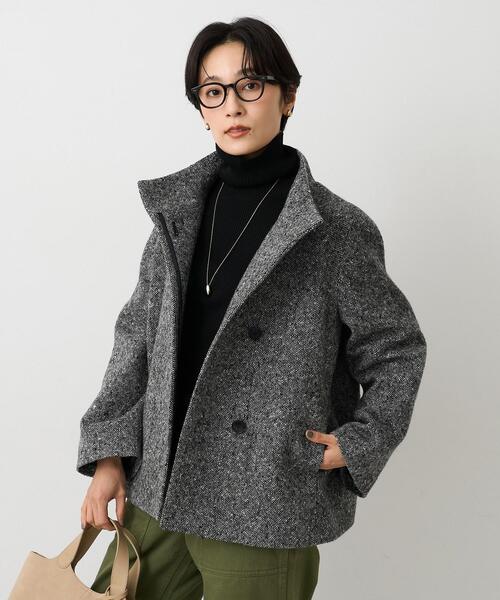 UNTITLED（アンタイトル）の「【スタンドカラー/オンオフ使える】クラシカルツイードコート（その他アウター・レディース・キャメル/ライトグレー/ブラック・01/00/50/48/46/44/04/03/02）」の2枚目の写真