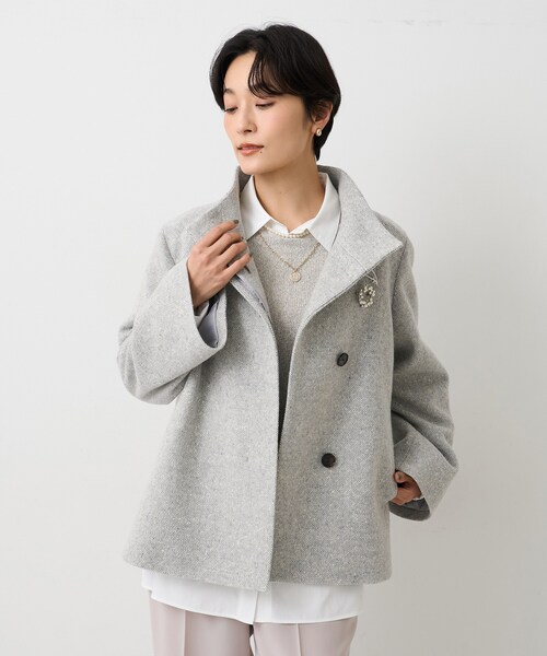 UNTITLED（アンタイトル）の「【スタンドカラー/オンオフ使える】クラシカルツイードコート（その他アウター・レディース・キャメル/ライトグレー/ブラック・01/00/50/48/46/44/04/03/02）」の5枚目の写真