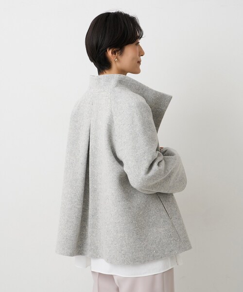 UNTITLED（アンタイトル）の「【スタンドカラー/オンオフ使える】クラシカルツイードコート（その他アウター・レディース・キャメル/ライトグレー/ブラック・01/00/50/48/46/44/04/03/02）」の6枚目の写真