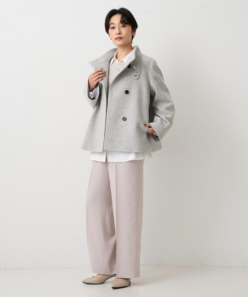 UNTITLED（アンタイトル）の「【スタンドカラー/オンオフ使える】クラシカルツイードコート（その他アウター・レディース・キャメル/ライトグレー/ブラック・01/00/50/48/46/44/04/03/02）」の7枚目の写真