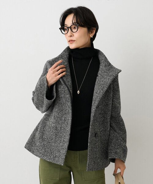 UNTITLED（アンタイトル）の「【スタンドカラー/オンオフ使える】クラシカルツイードコート（その他アウター・レディース・キャメル/ライトグレー/ブラック・01/00/50/48/46/44/04/03/02）」の11枚目の写真