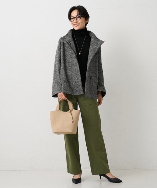 UNTITLED（アンタイトル）の「【スタンドカラー/オンオフ使える】クラシカルツイードコート（その他アウター・レディース・キャメル/ライトグレー/ブラック・01/00/50/48/46/44/04/03/02）」の12枚目の写真
