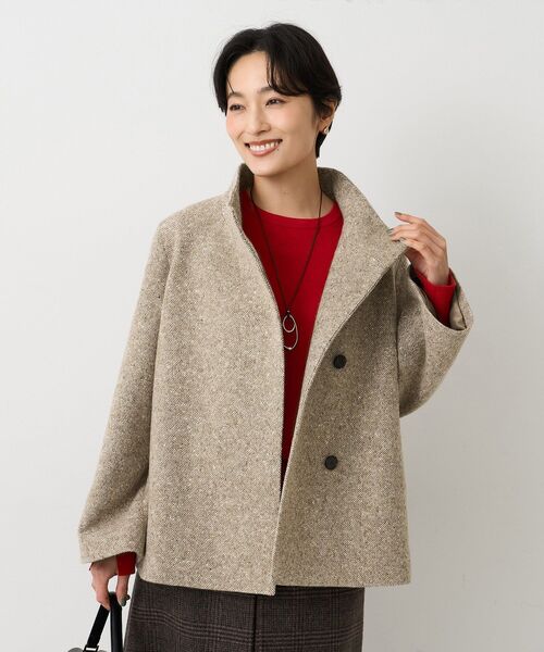 UNTITLED（アンタイトル）の「【スタンドカラー/オンオフ使える】クラシカルツイードコート（その他アウター・レディース・キャメル/ライトグレー/ブラック・01/00/50/48/46/44/04/03/02）」の15枚目の写真