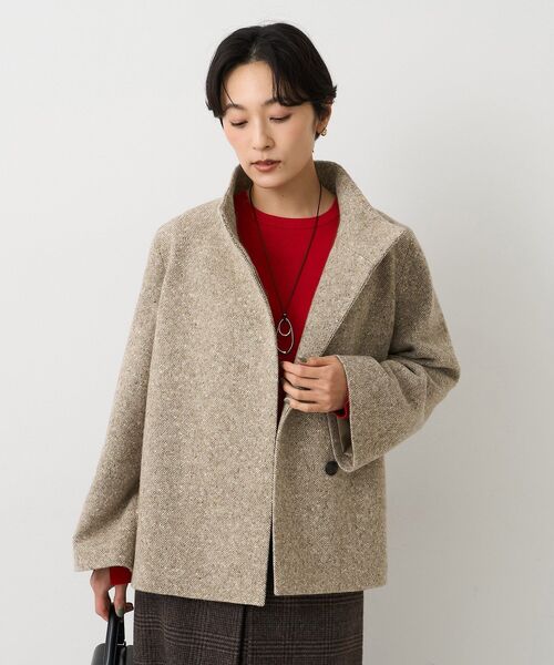 UNTITLED（アンタイトル）の「【スタンドカラー/オンオフ使える】クラシカルツイードコート（その他アウター・レディース・キャメル/ライトグレー/ブラック・01/00/50/48/46/44/04/03/02）」の16枚目の写真