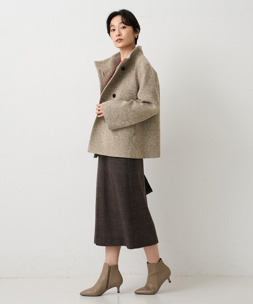 UNTITLED（アンタイトル）の「【スタンドカラー/オンオフ使える】クラシカルツイードコート（その他アウター・レディース・キャメル/ライトグレー/ブラック・01/00/50/48/46/44/04/03/02）」の17枚目の写真