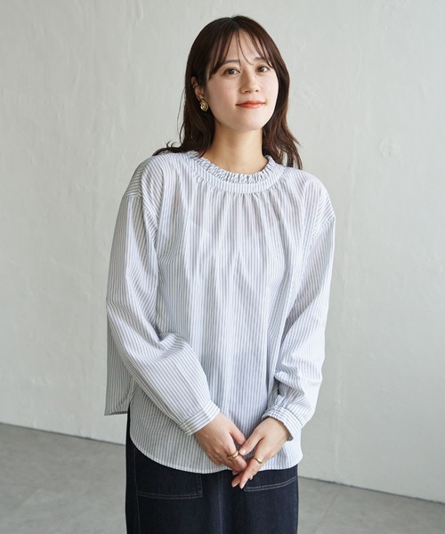 ikka（イッカ）の「襟フリルリボン2WAYブラウス（シャツ/ブラウス・レディース・オフホワイト/グレイッシュベージュ/ライトグリーン/ライトグレー/ブルー・M/L/S）」の22枚目の写真