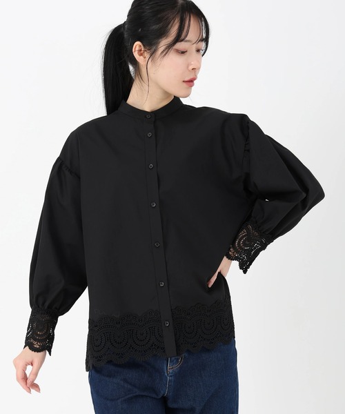 STRAWBERRY-FIELDS（ストロベリーフィールズ）の「エイミーブロード_裾レースシャツ（シャツ/ブラウス・レディース・オフホワイト/ブラック・2）」の2枚目の写真