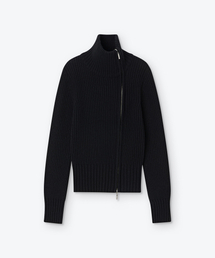 WESKEN（ウェスケン）の「OBLIQUE KNIT ZIP UP (BLACK)（ニット/セーター）」
