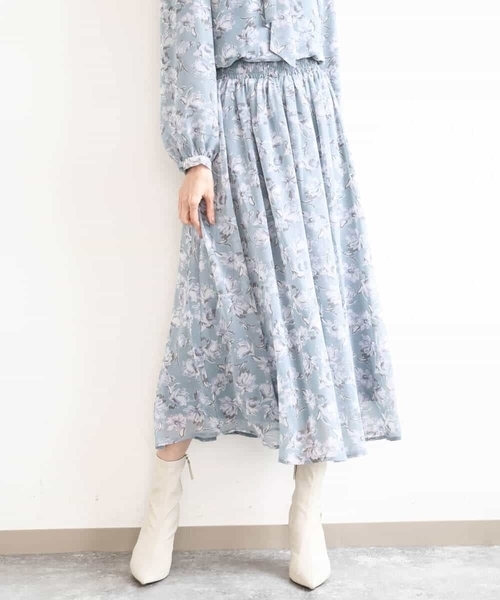 MK MICHEL KLEIN（エムケーミッシェルクラン）の「花柄シフォンスカート/洗える（スカート・レディース・ミント/ネイビー・38）」の10枚目の写真