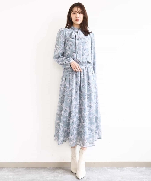 MK MICHEL KLEIN（エムケーミッシェルクラン）の「花柄シフォンスカート/洗える（スカート・レディース・ミント/ネイビー・38）」の11枚目の写真
