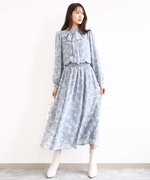 MK MICHEL KLEIN（エムケーミッシェルクラン）の「花柄シフォンスカート/洗える（スカート・レディース・ミント/ネイビー・38）」の12枚目の写真