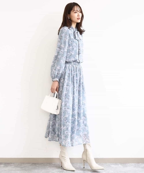 MK MICHEL KLEIN（エムケーミッシェルクラン）の「花柄シフォンスカート/洗える（スカート・レディース・ミント/ネイビー・38）」の13枚目の写真