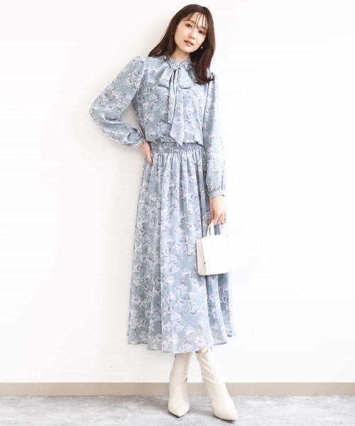 MK MICHEL KLEIN（エムケーミッシェルクラン）の「花柄シフォンスカート/洗える（スカート・レディース・ミント/ネイビー・38）」の14枚目の写真