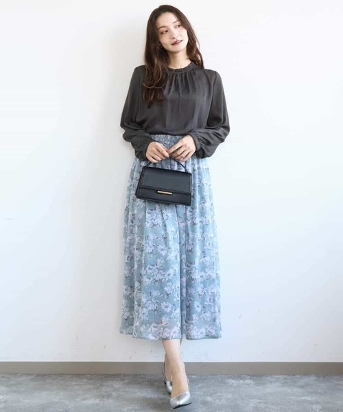 MK MICHEL KLEIN（エムケーミッシェルクラン）の「花柄シフォンスカート/洗える（スカート・レディース・ミント/ネイビー・38）」の16枚目の写真