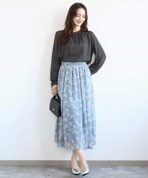 MK MICHEL KLEIN（エムケーミッシェルクラン）の「花柄シフォンスカート/洗える（スカート・レディース・ミント/ネイビー・38）」の17枚目の写真