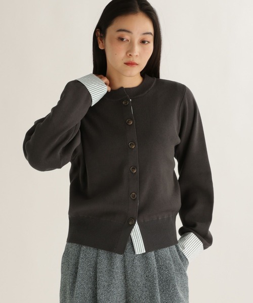 studio CLIP（スタディオクリップ）の「【daily CLIP】布帛コンビクルーカーディガン（カーディガン/ボレロ・レディース・グレー/ナチュラル/チャコール・FREE）」の3枚目の写真
