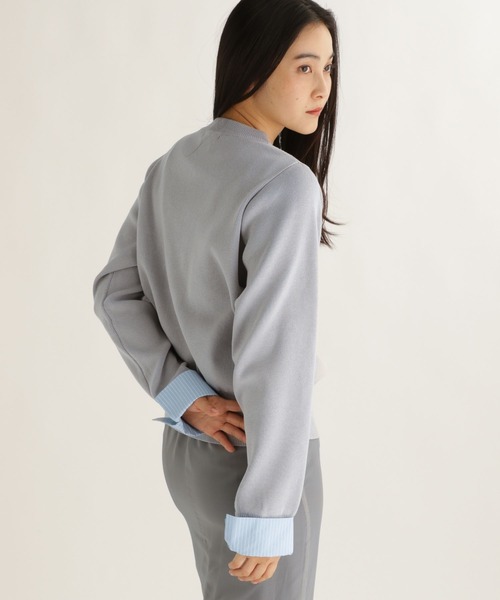 studio CLIP（スタディオクリップ）の「【daily CLIP】布帛コンビクルーカーディガン（カーディガン/ボレロ・レディース・グレー/ナチュラル/チャコール・FREE）」の5枚目の写真