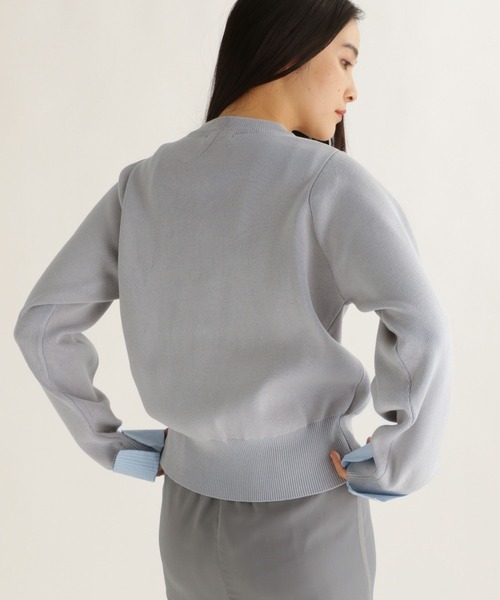 studio CLIP（スタディオクリップ）の「【daily CLIP】布帛コンビクルーカーディガン（カーディガン/ボレロ・レディース・グレー/ナチュラル/チャコール・FREE）」の6枚目の写真
