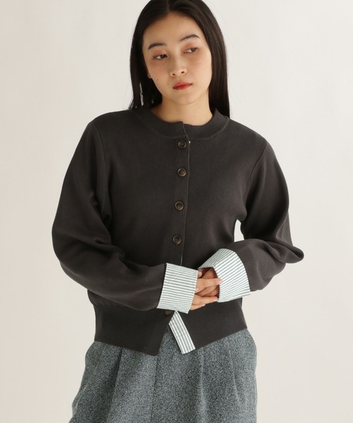 studio CLIP（スタディオクリップ）の「【daily CLIP】布帛コンビクルーカーディガン（カーディガン/ボレロ・レディース・グレー/ナチュラル/チャコール・FREE）」の11枚目の写真