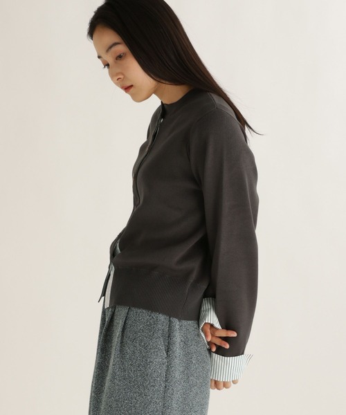 studio CLIP（スタディオクリップ）の「【daily CLIP】布帛コンビクルーカーディガン（カーディガン/ボレロ・レディース・グレー/ナチュラル/チャコール・FREE）」の12枚目の写真